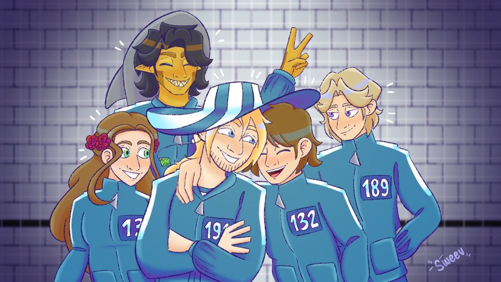 Thumbnail for Philza VODS! A picture of group Classroom 06, including Philza, Tubbo, Foolish, Hannah and Purpled.