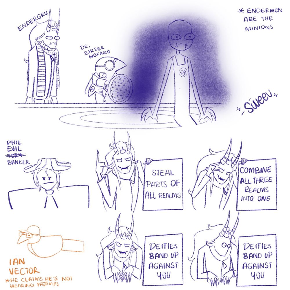 EnderGru AU doodles, cooked by Mercy_EU_