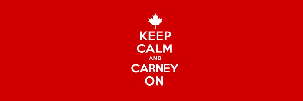 A banner sized graphic for a Bluesky profile that says, keep calm and carney on. 