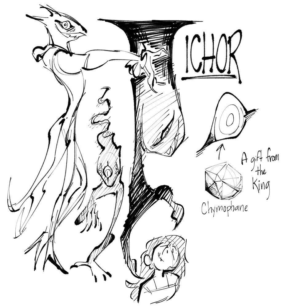 sketchy art of a character named ichor