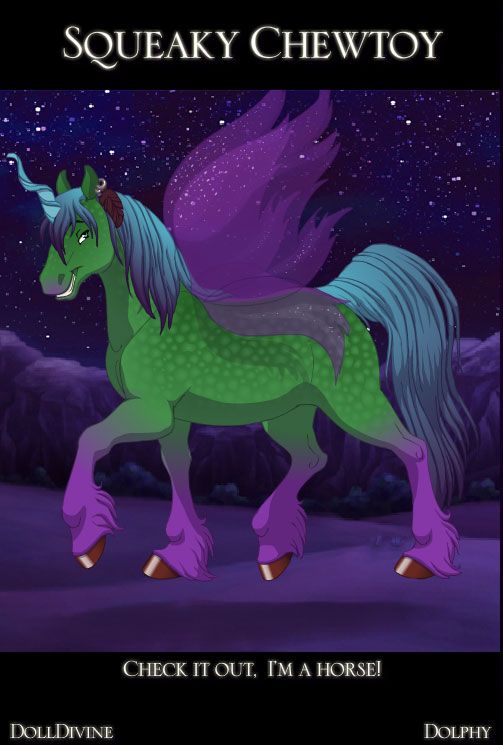 Squeaky Chewtoy as a horse. Shi is telling you, "Check it out, I'm a horse!"