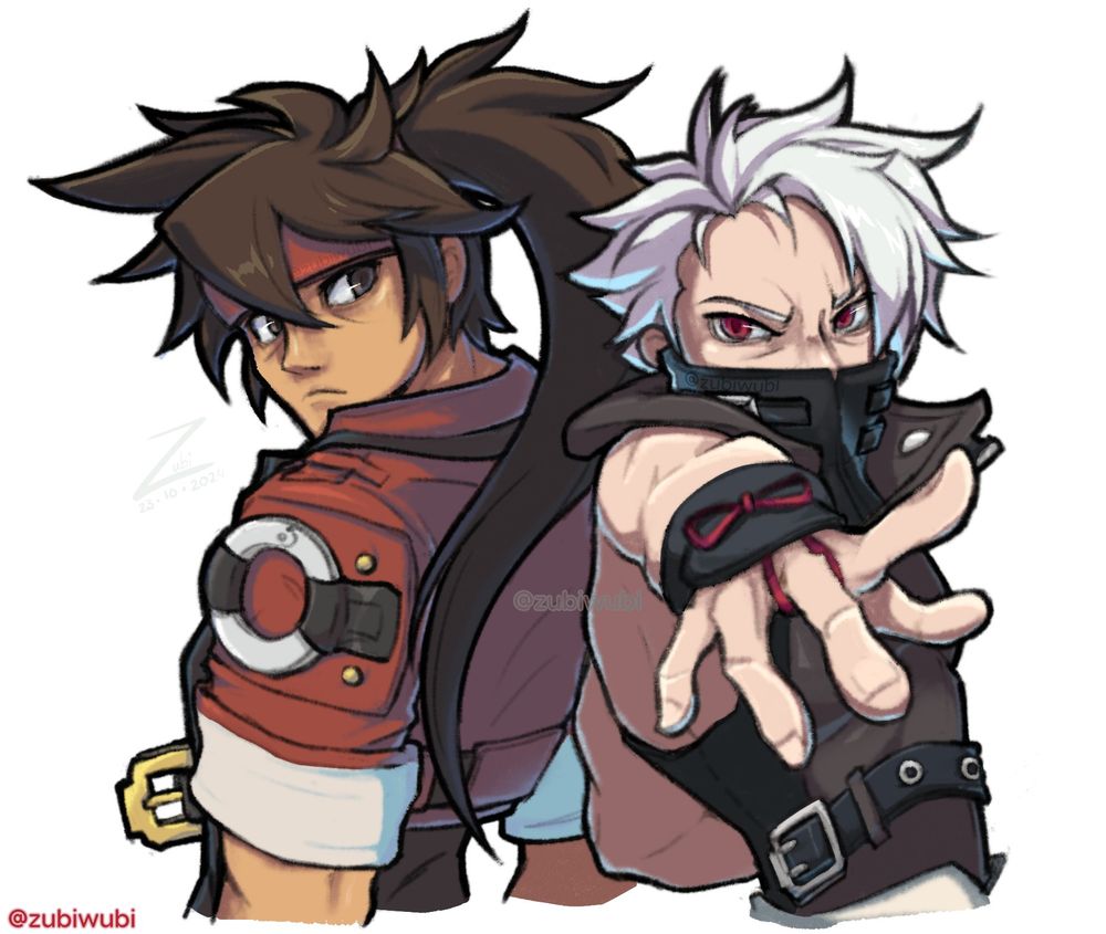 Drawing of Sol Badguy and Chipp Zanuff from Guilty Gear - STRIVE -.