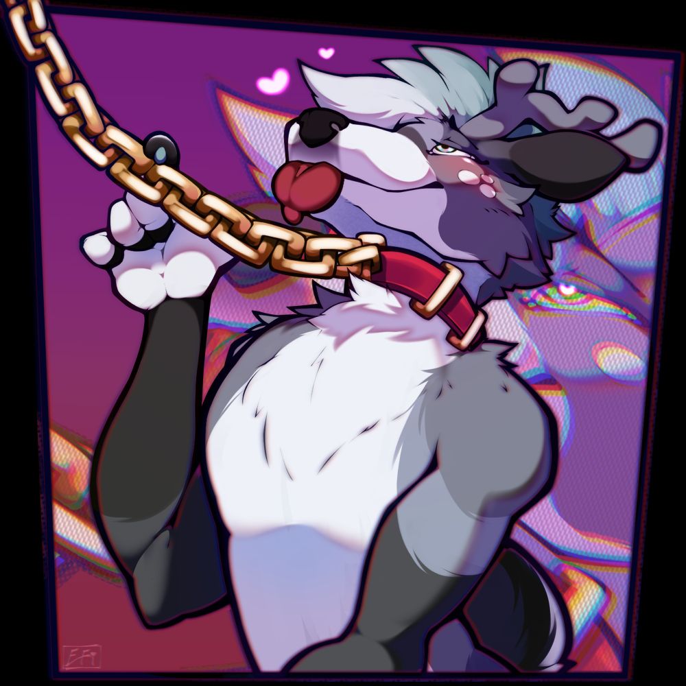ciervo furry siendo sometido por una correa de oro