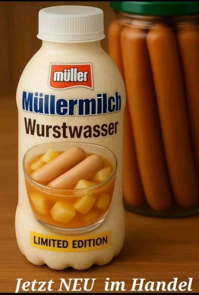 Plastik Flasche von Müller mit Wurstwasser