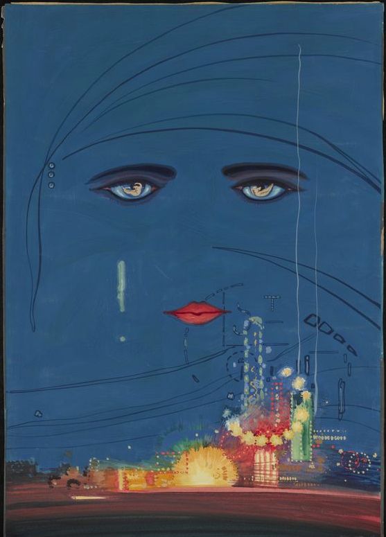 “Celestial Eyes,” a gouache by painter and graphic designer Francis Cugat, created for the dust jacket of the first edition of The Great Gatsby (Princeton University Library)