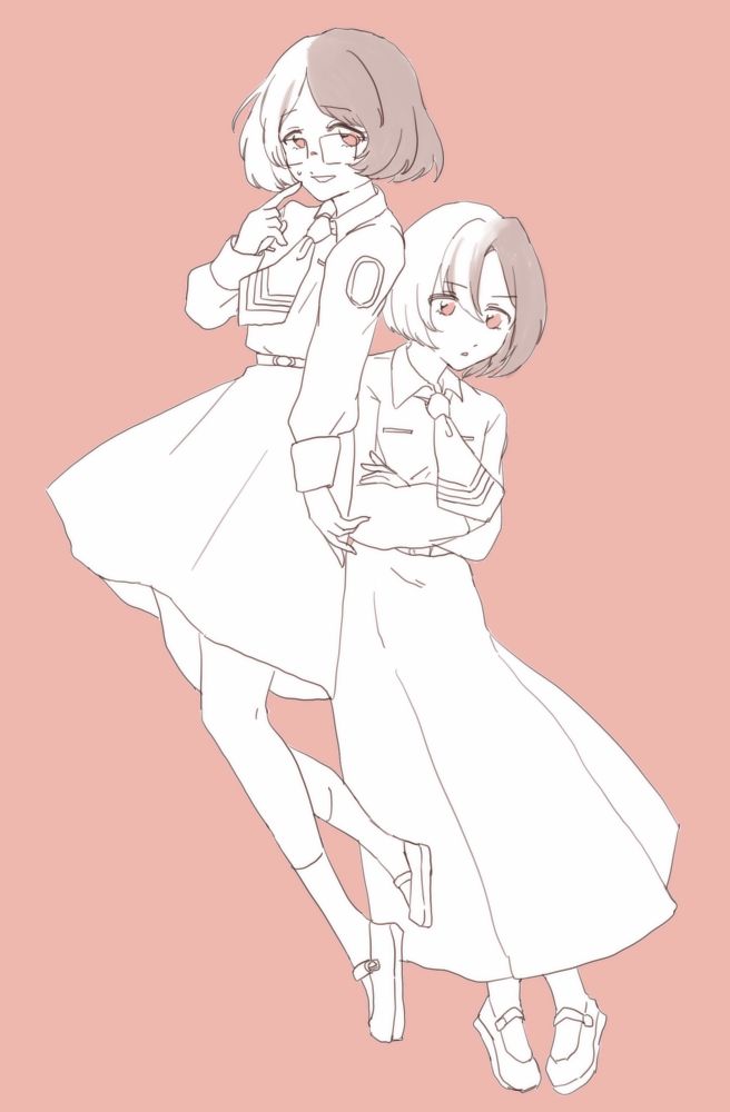 聖エルミンの制服を着ているジュリとサリ