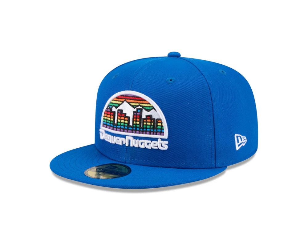 Blue nuggets hat with rainbow skyline logo