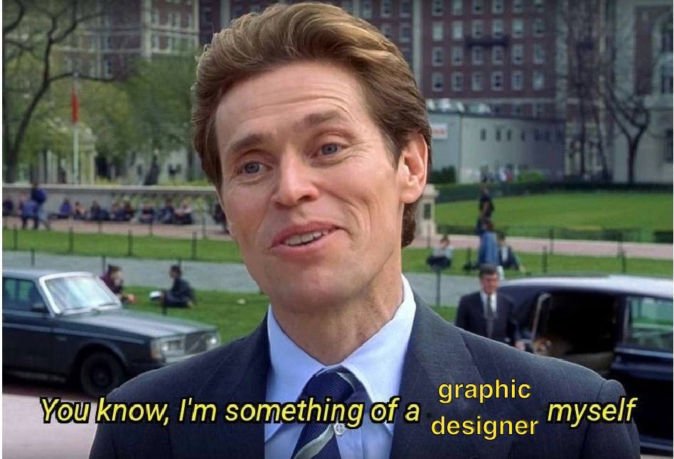 صورة لنورمان اوزبورن و هو يقول: هل تعلم انا نوع من مصممي الجرافيك ايضا