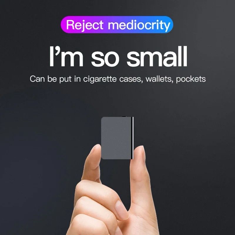 an audio recorder. the copy reads “reject mediocrity - i’m so small”