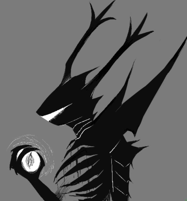 The ROARING KNIGHT from DELTARUNE holding a glowing eye in its hand.