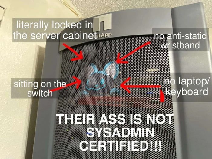 dave locked in the server cabinet