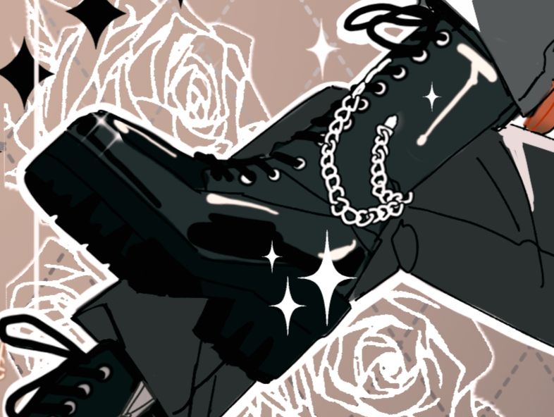 Zoomed in crop of Robert's black leather boots