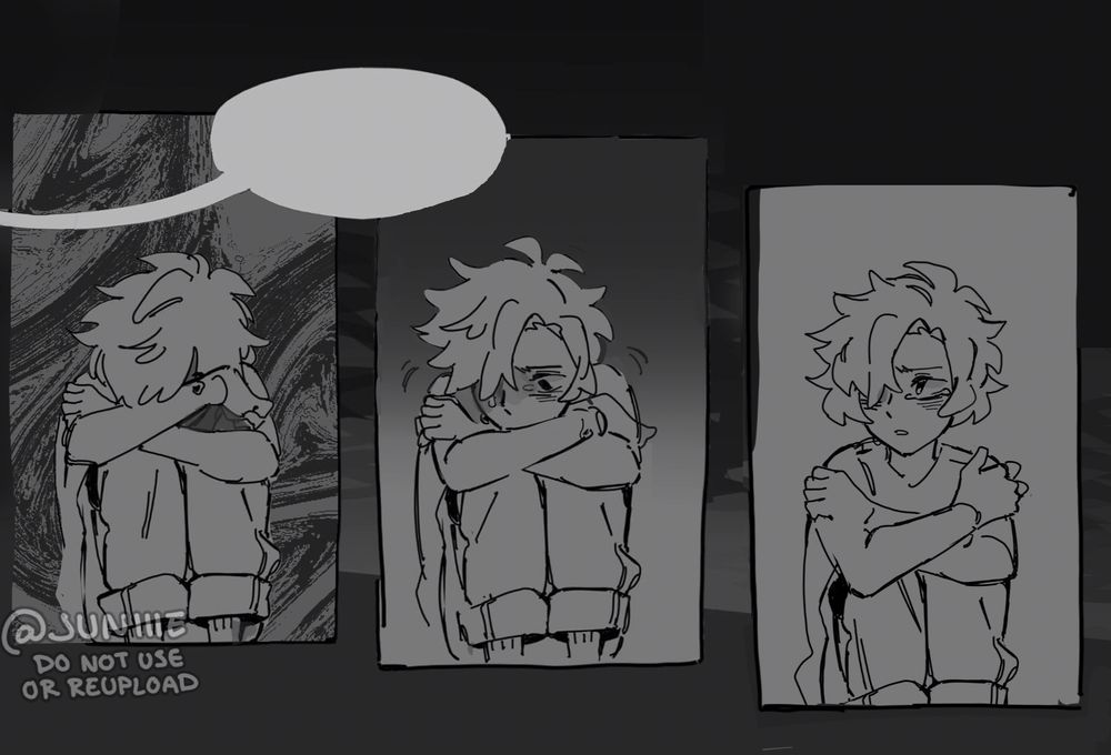 Digital sketch of my friend's oc having a mental breakdown and hugging his knees. Tyson belongs to Eicaxy! 