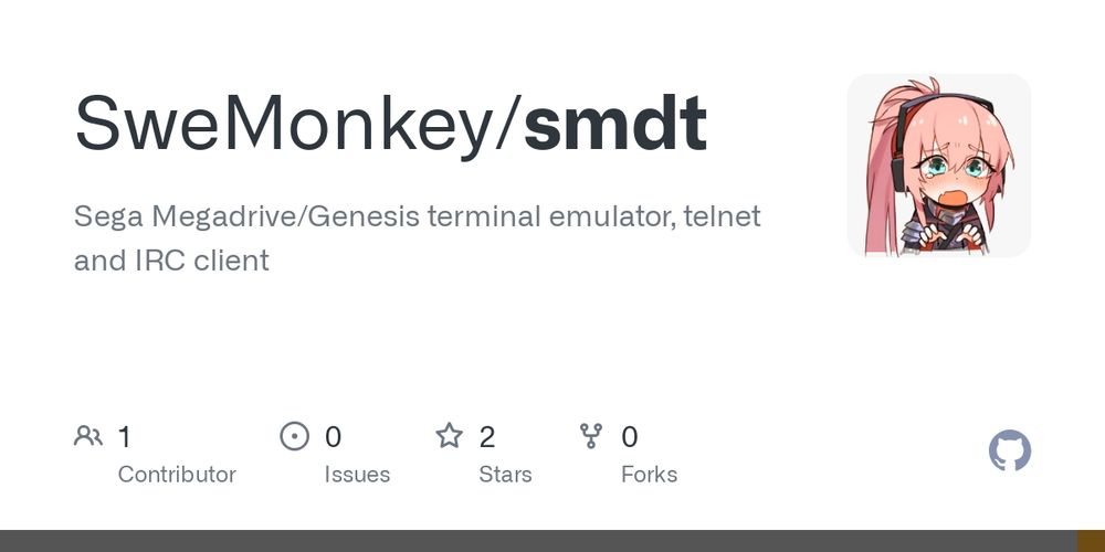 GitHub - SweMonkey/smdt: Sega Megadrive/Genesis terminal emulator, telnet and IRC client