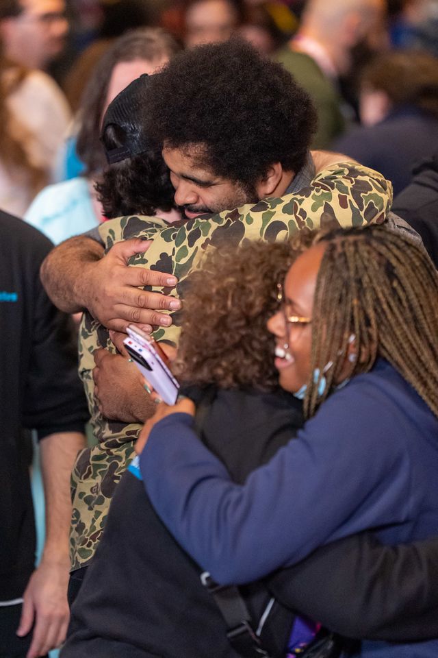 bryonato and bobbeigh hugging each other