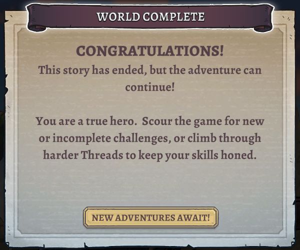 True Ending screen for the videogame Rogue Legacy 2.