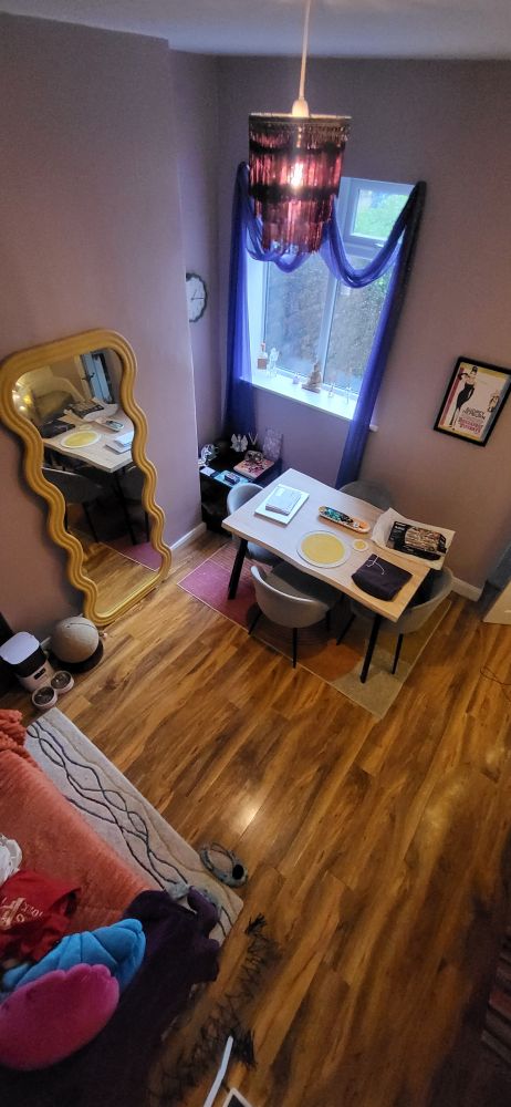 View of dining room from ceiling level