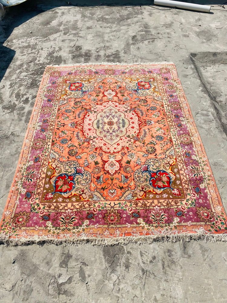 A Royal Persian Tabriz. Silk and wool on cotton base.