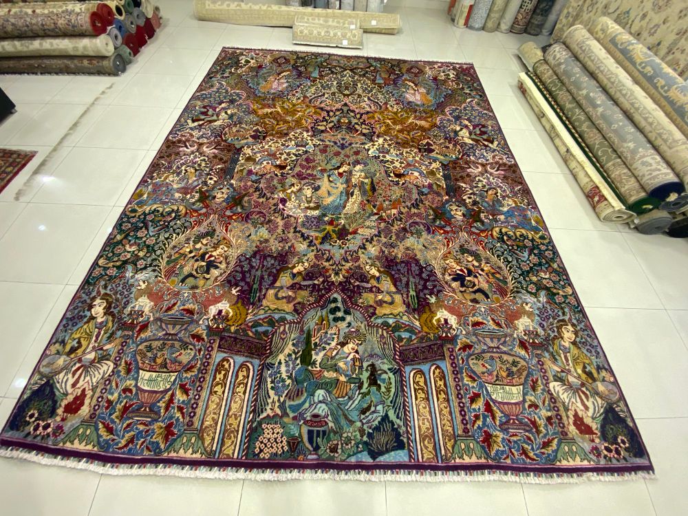 This one is a vintage Persian some crazy or madly in love with rug making got finished and ready in his lifetime🤣. This rug I believe is a story told by its maker through the images on it.