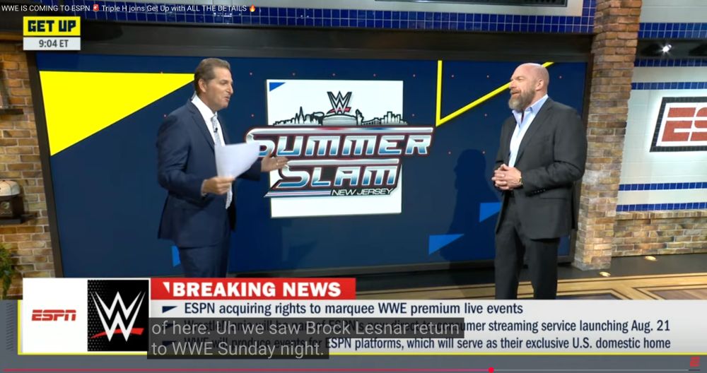 WWE CCO Paul Levesque being interviewed on SportsCenter regarding the new WWE/ESPN Deal.