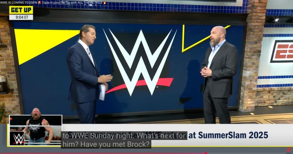 "We saw Brock Lesnar return to WWE Sunday night. What's next for him?"
"Have you met Brock?"
"I have not met Brock."
"Whatever the hell he wants."