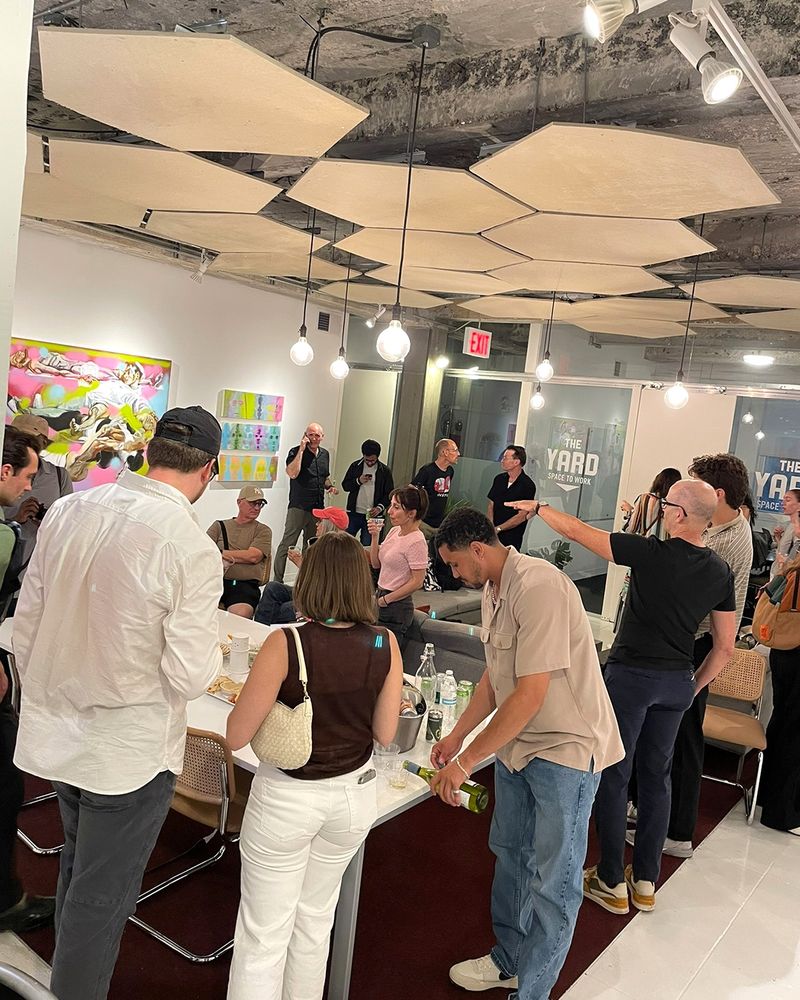 Photo of people at an art opening. Thanks to everyone for coming out to the opening last night! Here’s a first batch of photos. Special thanks to Chris Quirk for these images.

Fifteen paintings now on view at my two-floor solo exhibition "Dataset Hallucinations," with IFAC Arts and hosted at The Yard Lower East Side. The Yard LES is on the second and third floors at 85 Delancey Street on the Lower East Side in Manhattan. An elevator is available to those who would like to use it. The space is conveniently located on the south side of Delancey Street between the new Essex Street Market and the Tenement Museum.

Gallery Hours: Monday-Friday, 10am-5pm or DM me for an appointment.