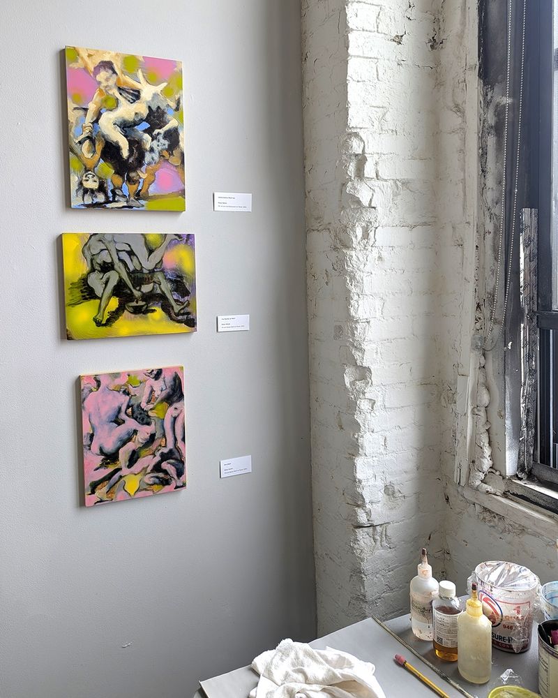 A trio of paintings riffing on Goya etchings.

“Hallucinatory Mash-Up,” 16 inches by 12 inches, Oil Acrylic and Spray Paint on Panel, 2025.

“The Painter at Work,” Oil, Acrylic and Spray Paint on Panel, 11 inches by 14 inches, 2025.

“Star-Stuff,” 14 inches by 11 inches, Oil, Acrylic and Spray Paint on Panel, 2025.