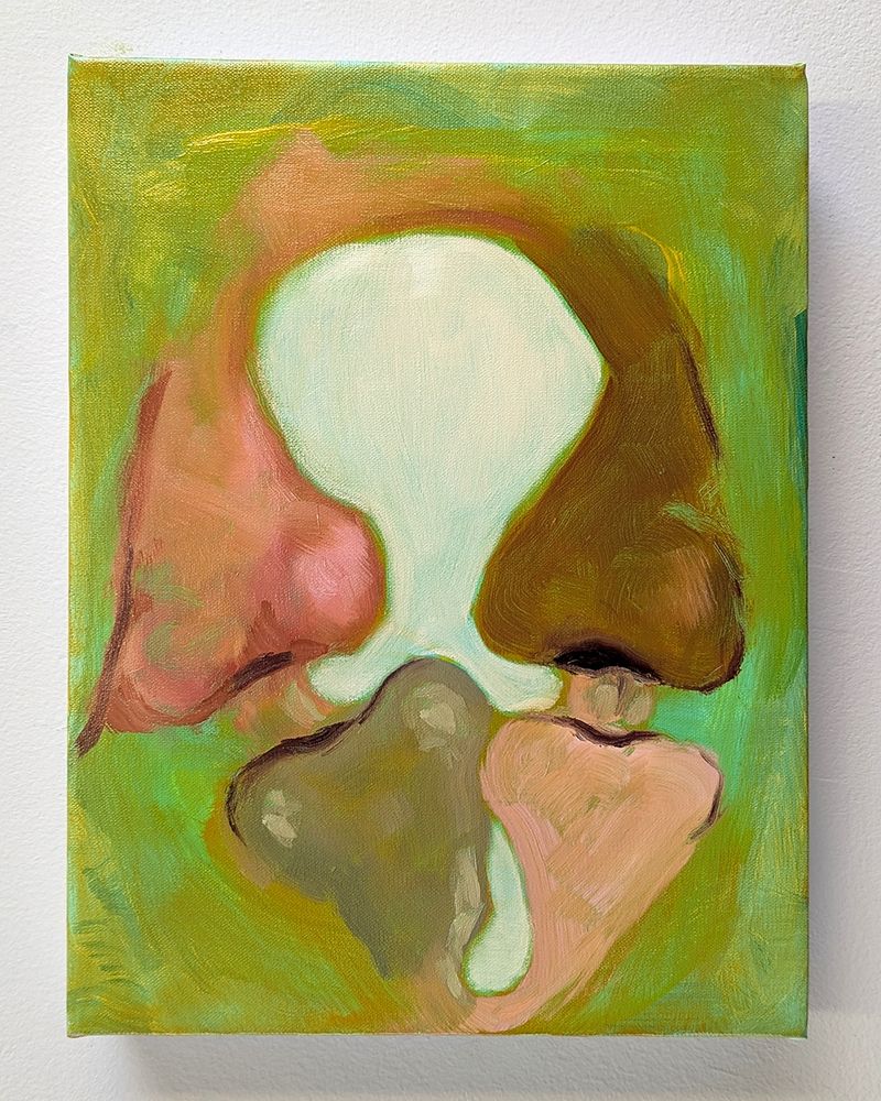 Colorful painting.

“Abstraction with Noses,” Oil and Acrylic on Canvas, about 12 inches by 9 inches, 2025.