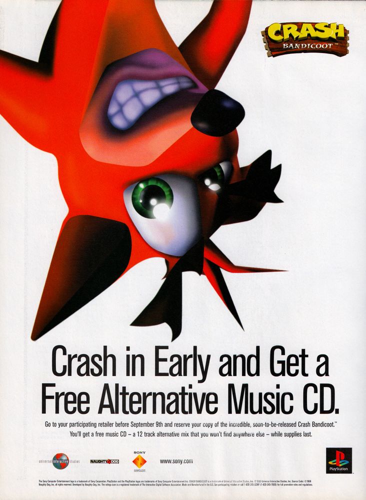 Crash Bandicoot | Crash in Early and Get a Free Alternative Music CD.