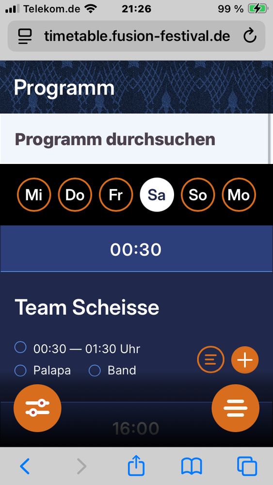 screenshot vom fusion timetable