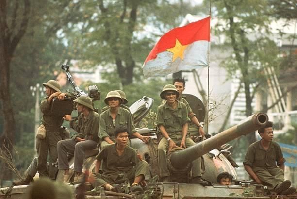 Vietbamese FNL soldiers during the liberation of Saigon 1975