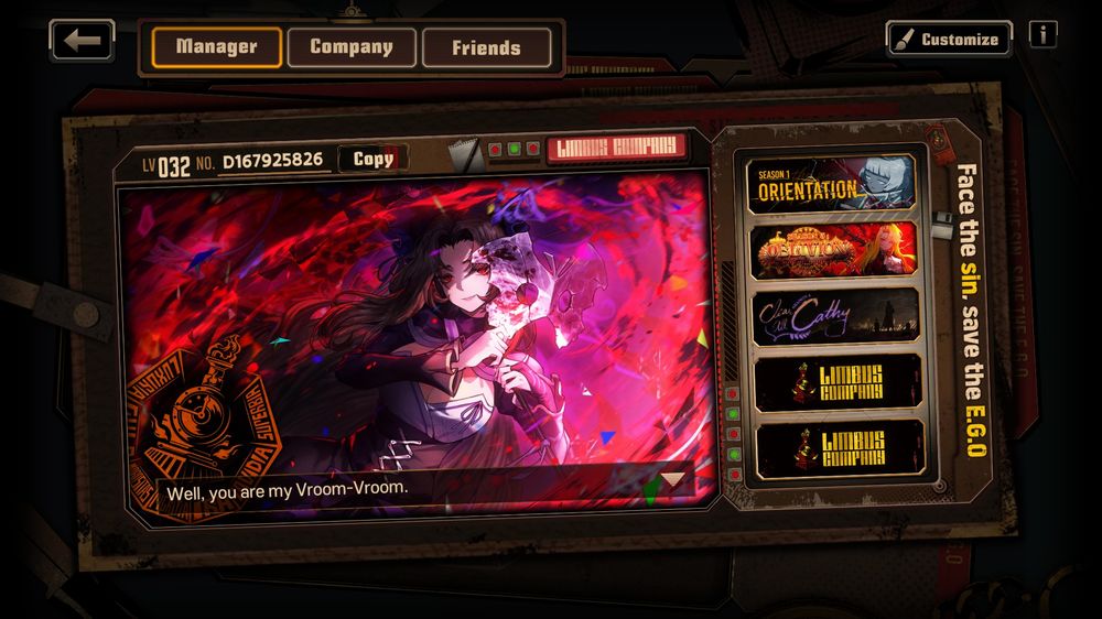 captura de tela do perfil no limbus company 