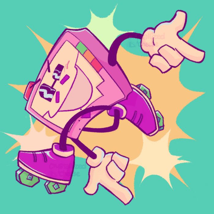 CASS (Skritzzy) in Sonic's pose with emphasizing shapes behind him. The attack is slightly animated.