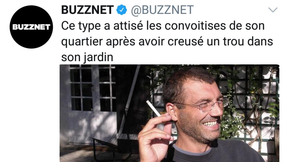 Article BUZZNET: Ce type a attisé les convoitises de son quartier après avoir creusé un trou dans son jardin. Illustration : Xavier Dupont de Ligones 