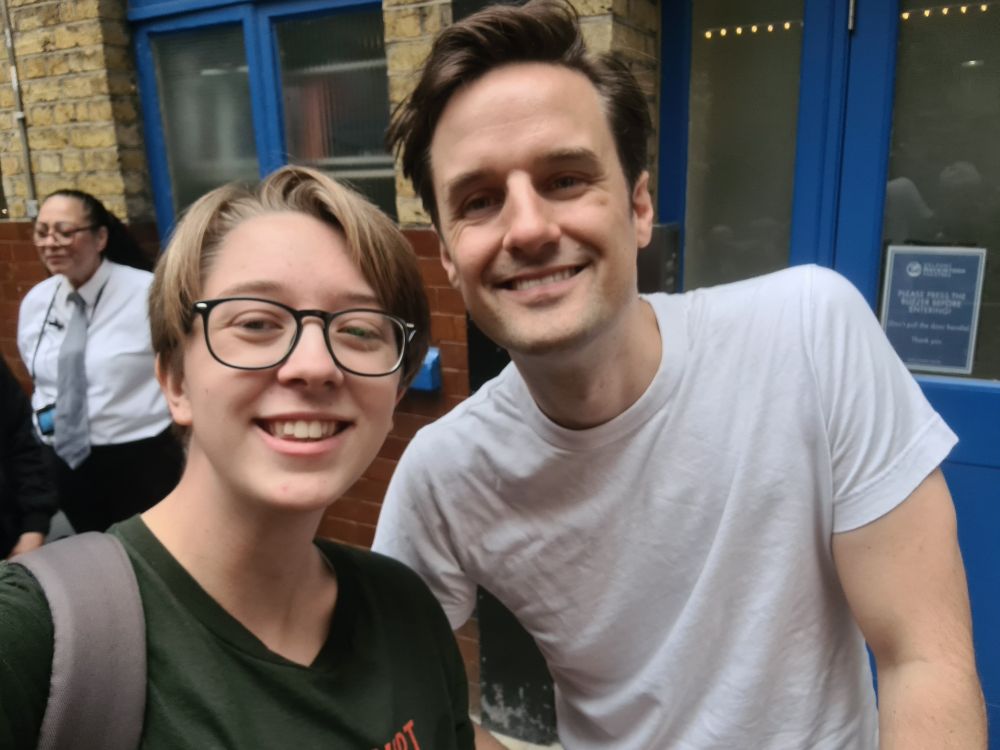 A selfie of me and Henry Shields, an actor in and writer of The Comedy About Spies and a member of the Hell Or High Rollers team.