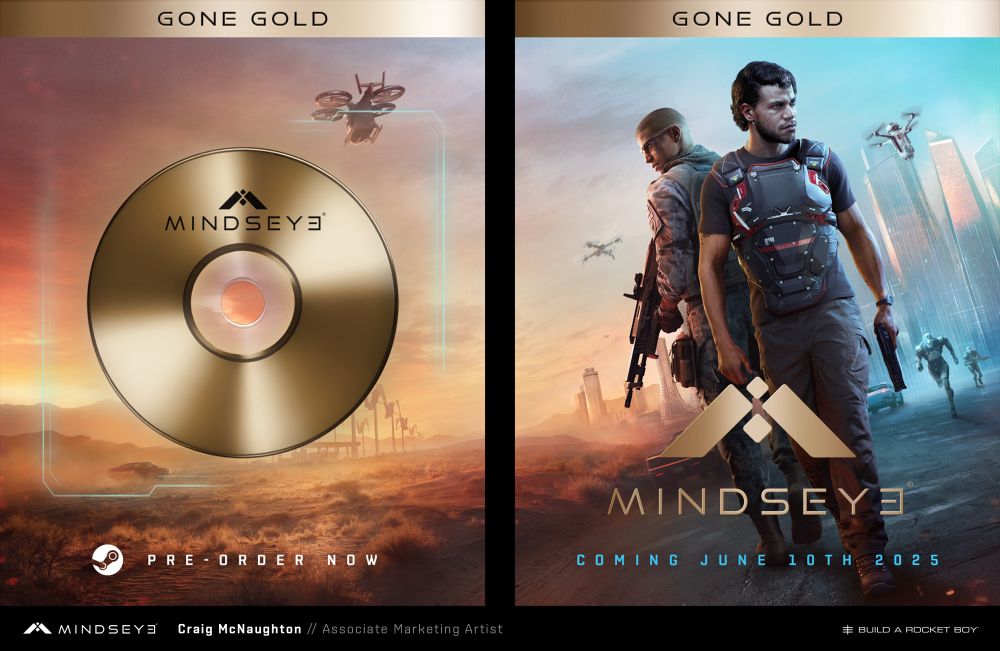 ‘Gone Gold' announcement images for MindsEye's social media channels