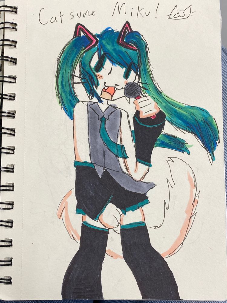 Hatsune miku but shes a kitty cat