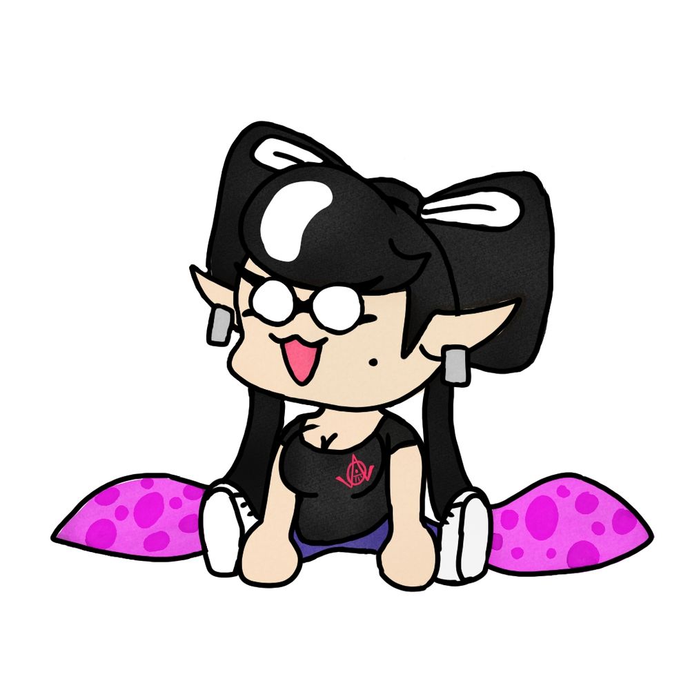 A chibi drawing of Callie sitting on the floor