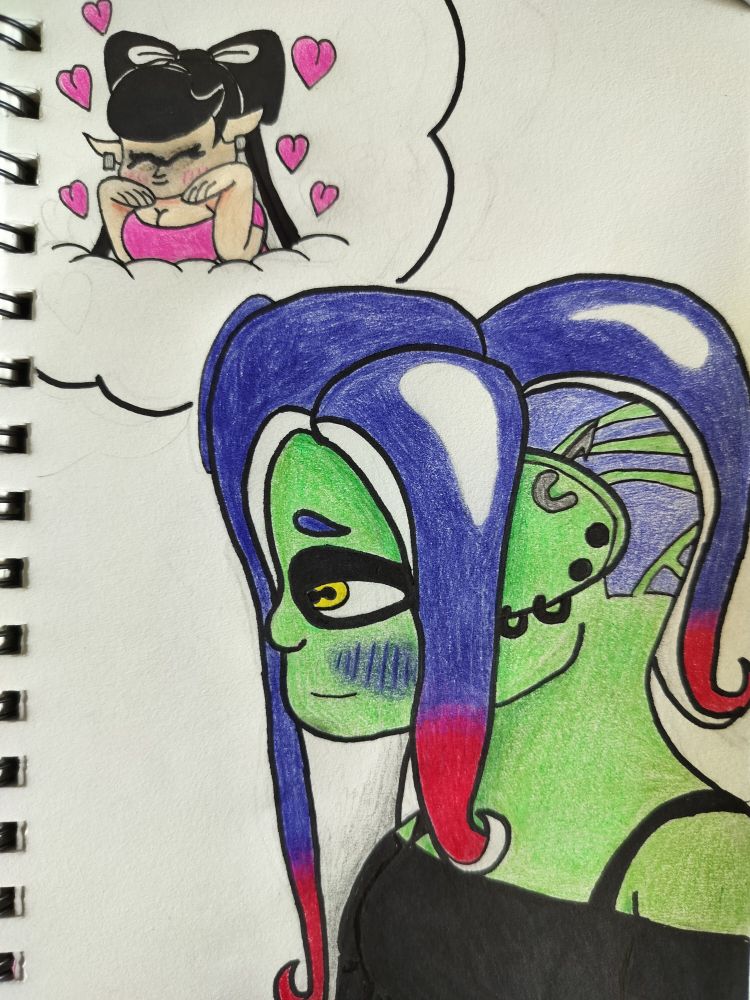 Acht (aka Dedf1sh) thinking about a certain inkling whilst blushing