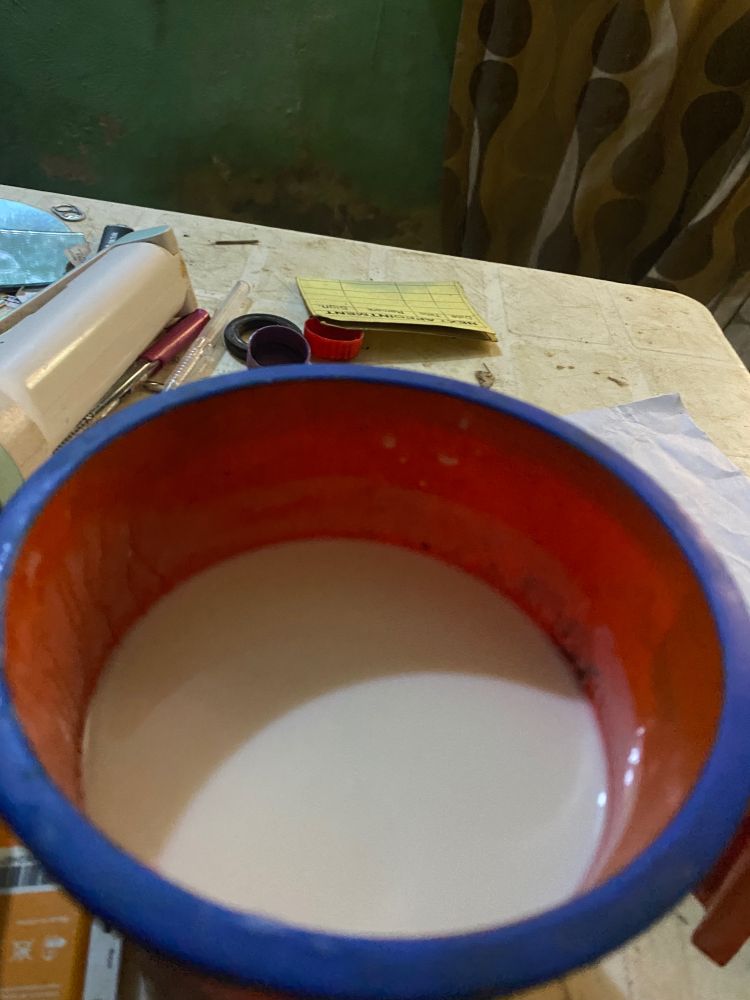 Fermented pasteurized milk. Just like kefir without chemical preserves