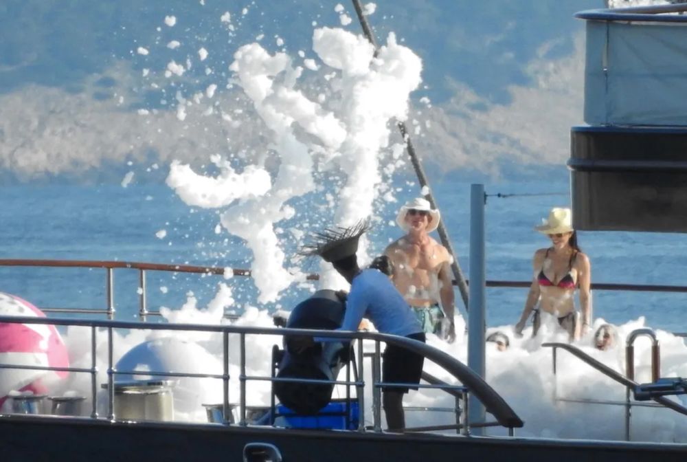 Picture of Jeff Bezos and new wife having foam party on a yacht 