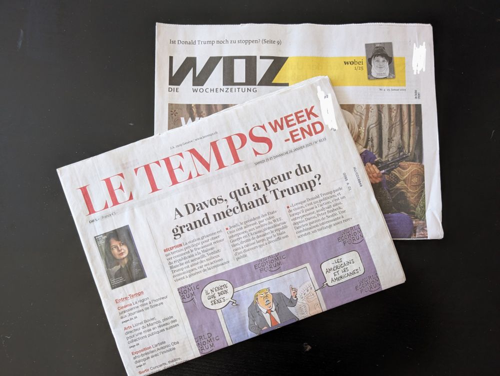 Les journaux le Temps et WoZ.
