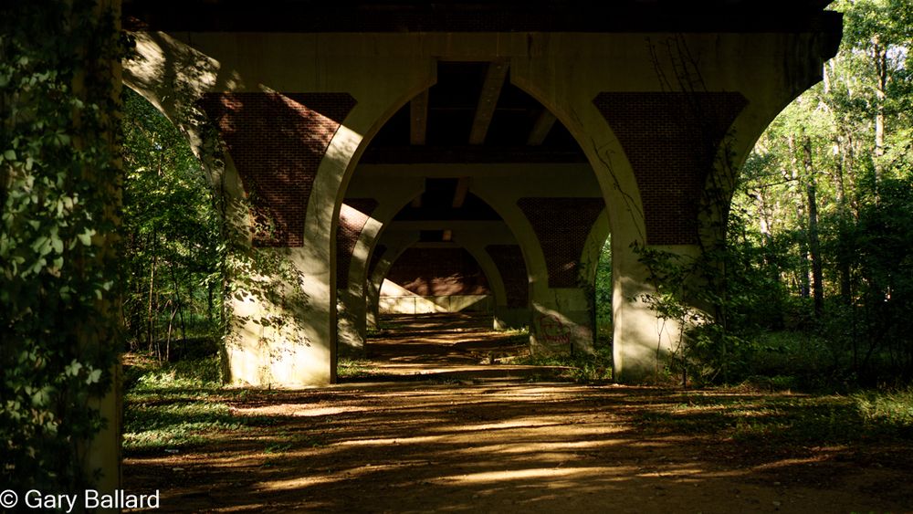 Under the bridge in Clinton, Mississippi