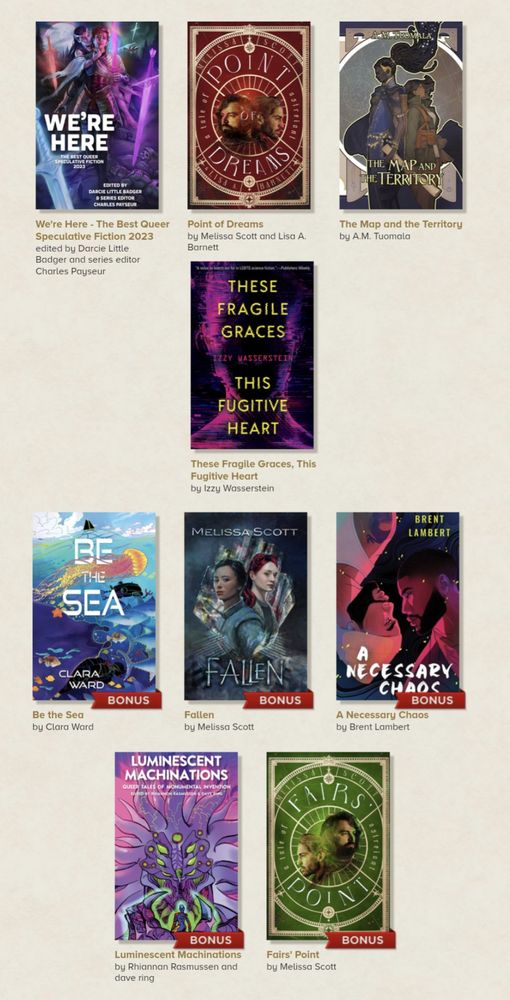 A screenshot of several books in the 2025 pride story bundle. 