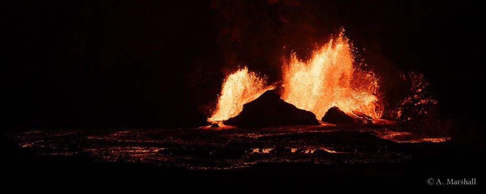 As the eruption progressed, both fountains shrunk in height and eventually stopped. This photo was 4 hours after the start of the eruption. It was over by morning.