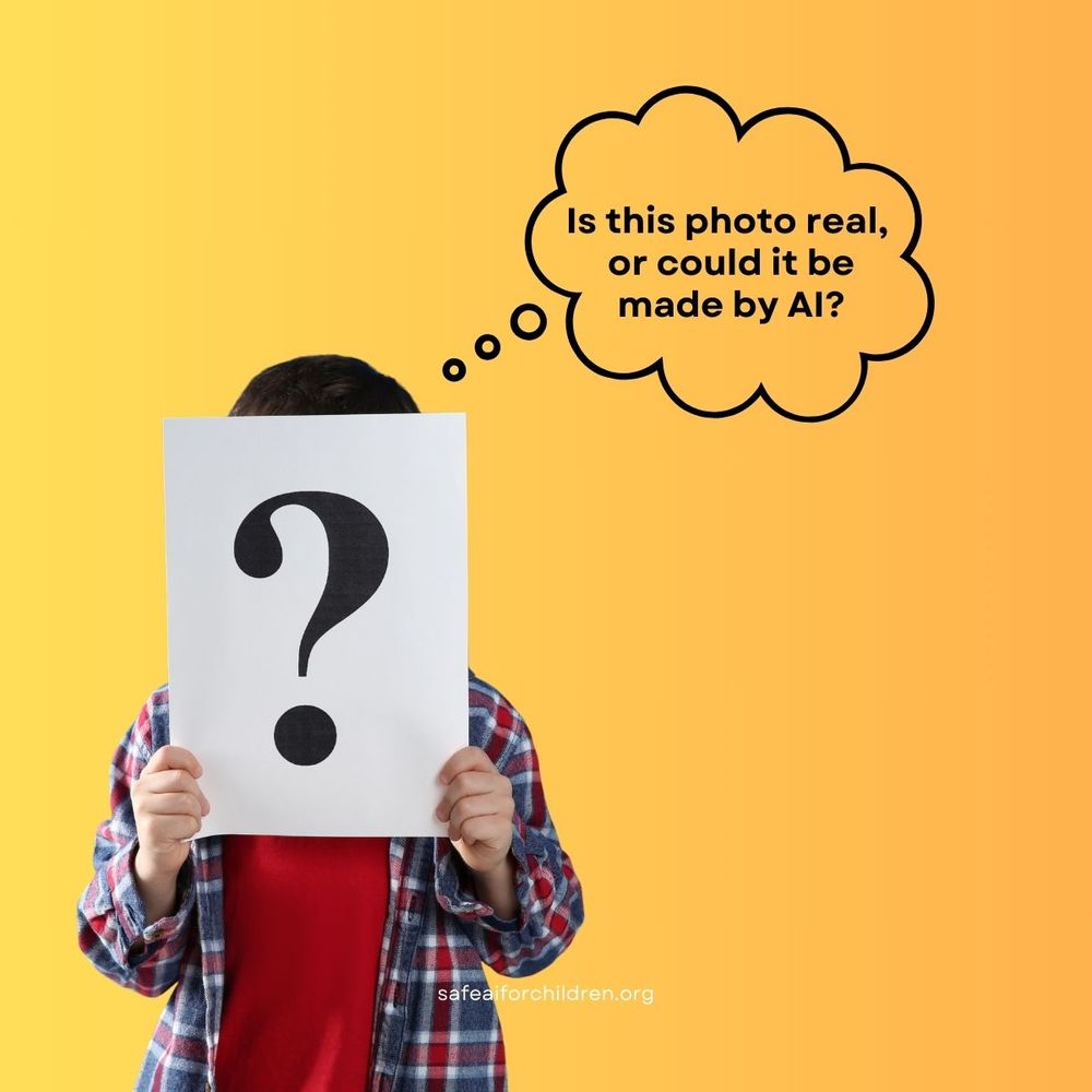 Picture of child questioning whether a photo is real or an AI generated deepfake