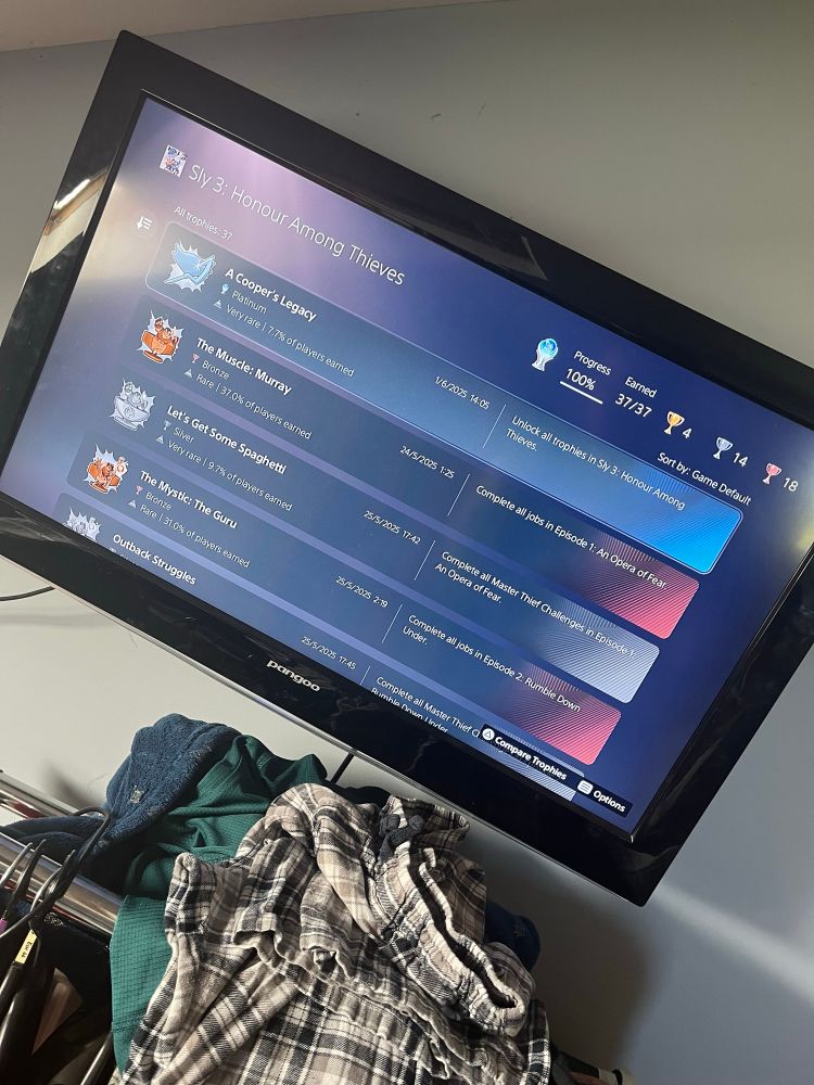 Pic of my platinum trophy for sly 3 on ps5