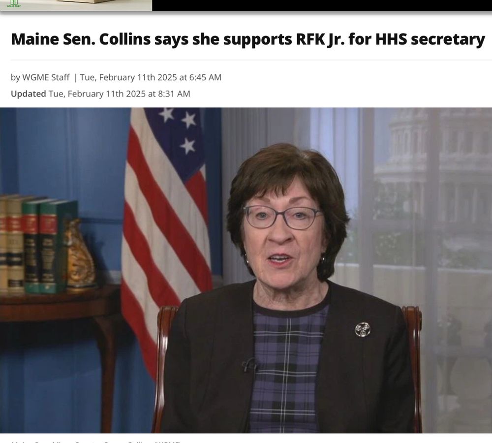 Maine Sen. Collins says she supports RFK Jr. for HHS secretary
by WGME Staff | Tue, February 11th 2025 at 6:45 AM
Updated Tue, February 11th 2025 at 8:31 AM