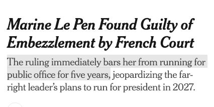 Marine Le Pen Found Guilty of Embezzlement by French Court

The ruling immediately bars her from running for public office for five years, jeopardizing the far-right leader’s plans to run for president in 2027.