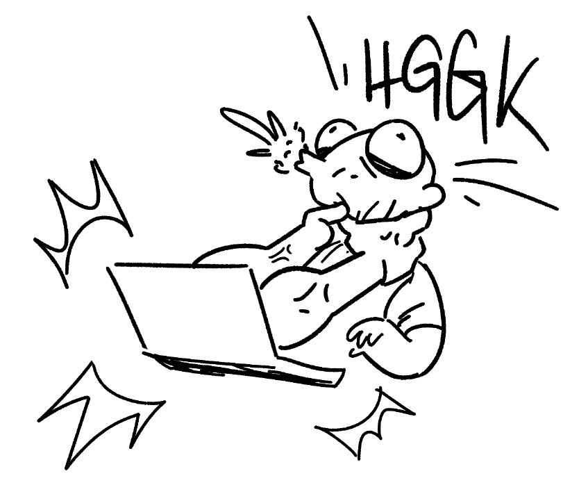 Muscular tense hands shooting out of a laptop screen to choke the life out of someone